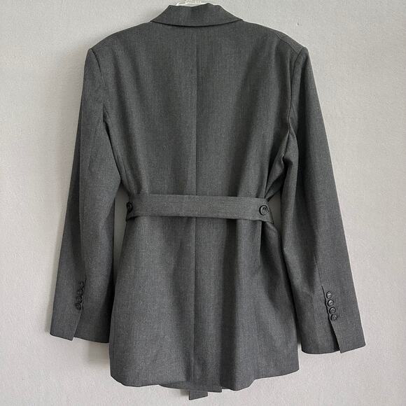 Pinko Emeline Belted Wool Blend Blazer Gray Italy Size 12 US / 48 IT - Picture 3 of 15
